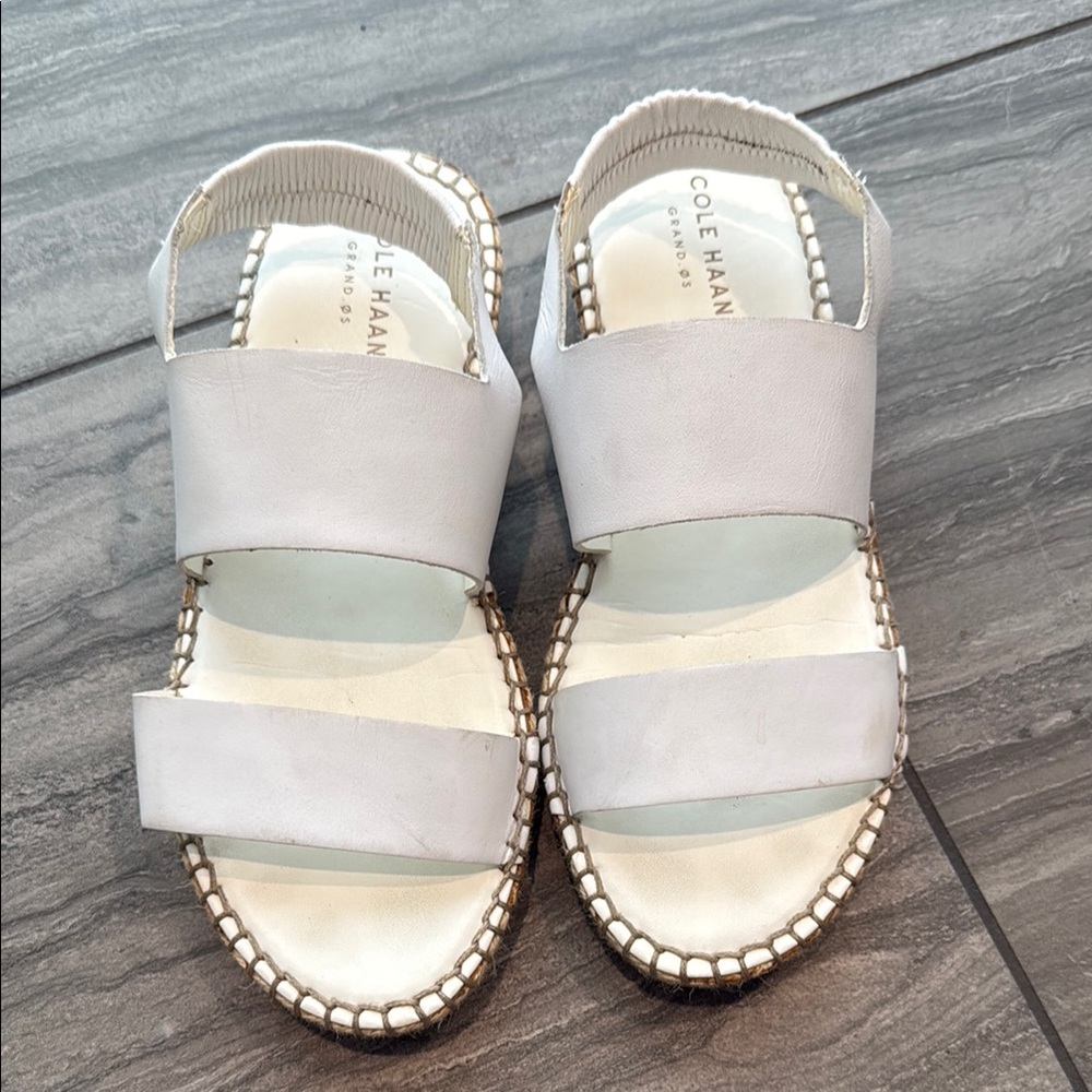 Cole Haan White Sandals with Modern Minimalist Design
